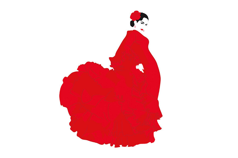 Illustration of Flamenco dancer in a red dress