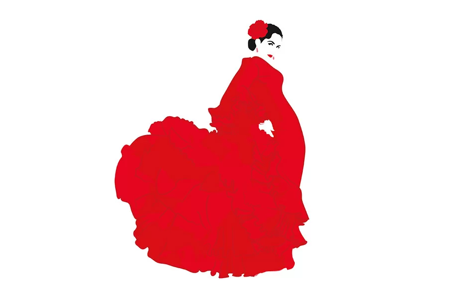 Illustration of Flamenco dancer in a red dress