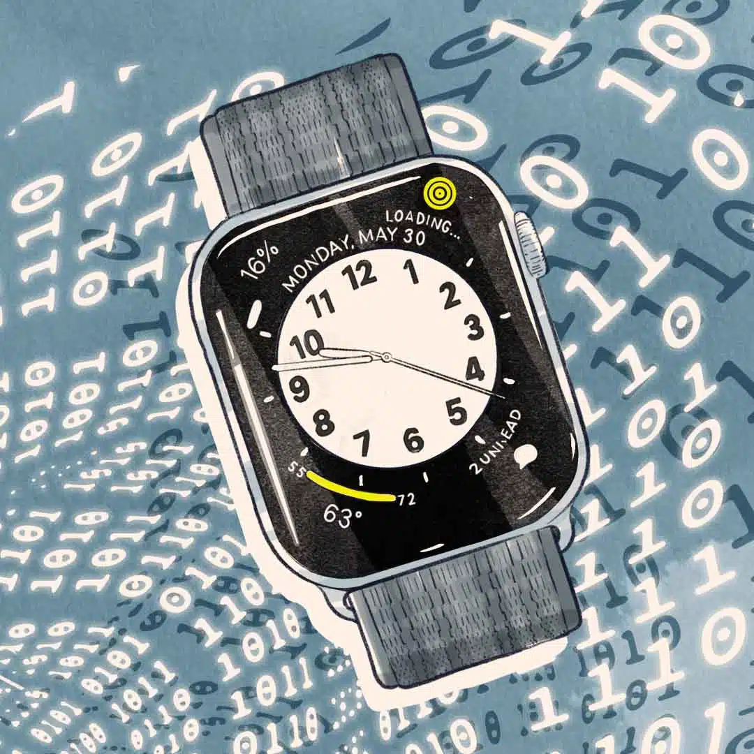 An illustration of an Apple watch for financial times. Illustrated by Matt Richards