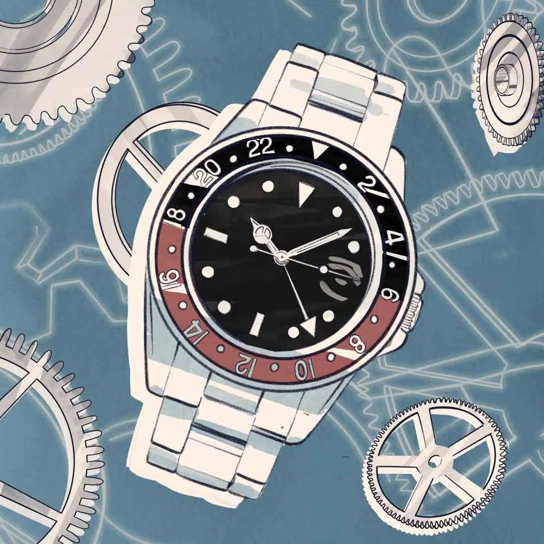 An illustration of a Rolex watch for financial times. Illustrated by Matt Richards